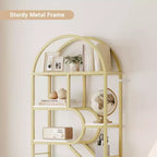 Coolmee Bibliothèque ouverte arquée à 6 niveaux, étagère géométrique en métal de 207,5 cm de hauteur, grande étagère de rangement pour chambre, salon, bureau
