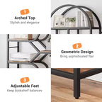 Coolmee Bibliothèque ouverte arquée à 6 niveaux, étagère géométrique en métal de 207,5 cm de hauteur, grande étagère de rangement pour chambre, salon, bureau