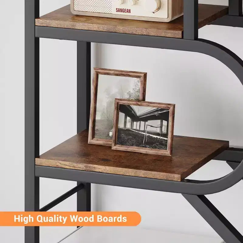 Coolmee Bibliothèque ouverte arquée à 6 niveaux, étagère géométrique en métal de 207,5 cm de hauteur, grande étagère de rangement pour chambre, salon, bureau