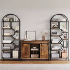 Coolmee Bibliothèque ouverte arquée à 6 niveaux, étagère géométrique en métal de 207,5 cm de hauteur, grande étagère de rangement pour chambre, salon, bureau