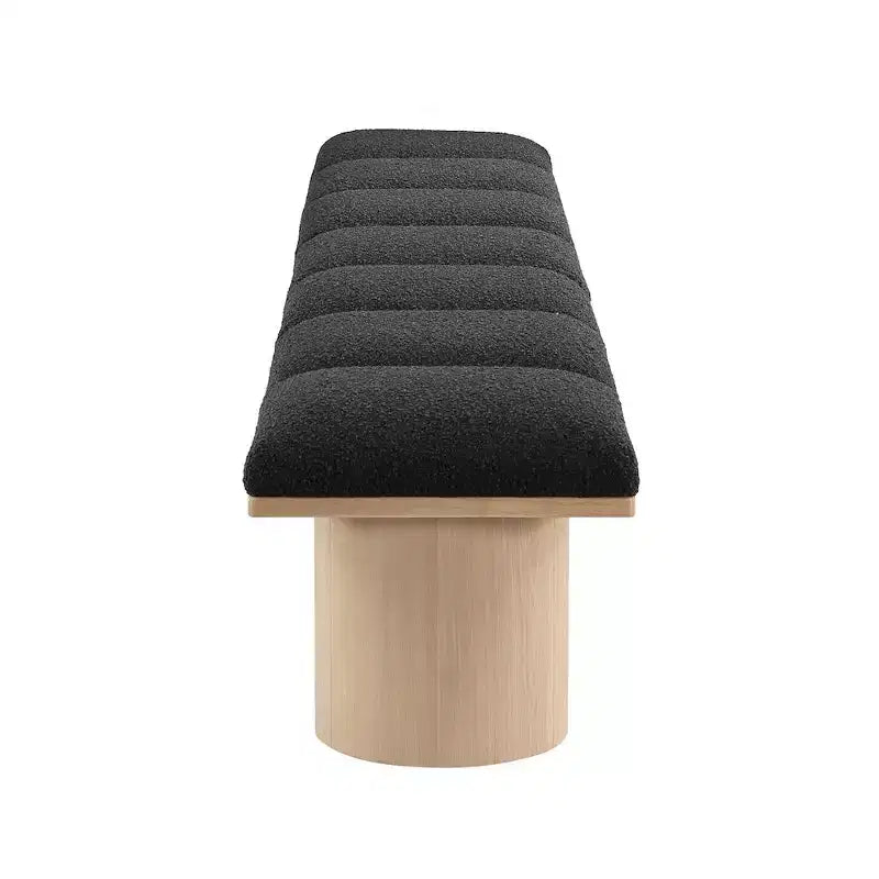 Banc Meridian Furniture Pavilion en tissu bouclé noir