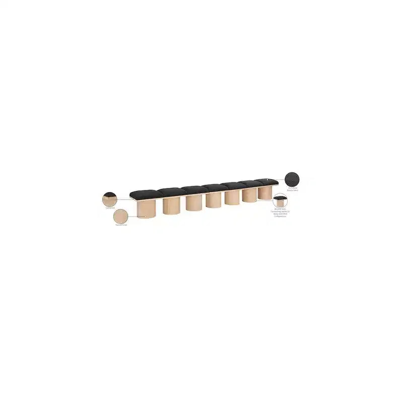 Banc Meridian Furniture Pavilion en tissu bouclé noir