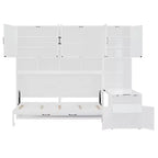 Lit escamotable double Merax tout-en-un avec bureau pliant, blanc