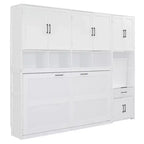 Lit escamotable double Merax tout-en-un avec bureau pliant, blanc