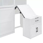 Lit escamotable double Merax tout-en-un avec bureau pliant, blanc