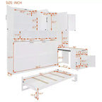 Lit escamotable double Merax tout-en-un avec bureau pliant, blanc