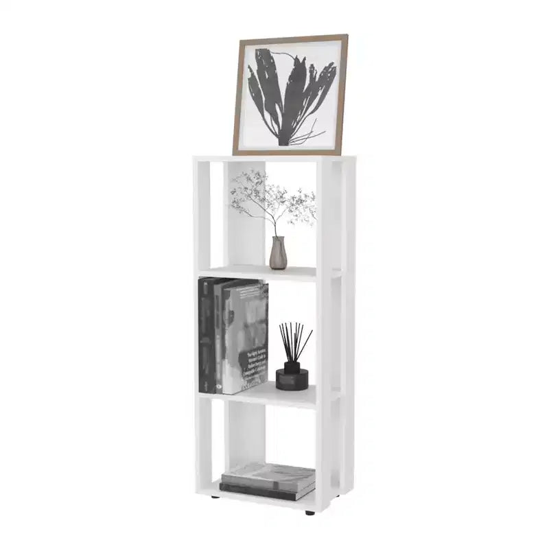 FM Furniture, Bibliothèque Modoc en mélamine avec rangements ouverts