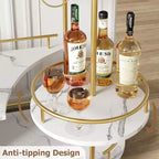 Chariot de bar Acekool à 4 niveaux avec support à vin et porte-verres, desserte mobile à roulettes pour cuisine, salle à manger, salon, doré+blanc