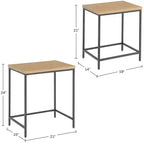 Lot de 2 tables d'appoint gigognes Alaterre Furniture avec plateaux en bois et bases en métal, tables d'appoint modernes et minimalistes pour salon, appartement ou dortoir, chêne