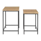 Lot de 2 tables d'appoint gigognes Alaterre Furniture avec plateaux en bois et bases en métal, tables d'appoint modernes et minimalistes pour salon, appartement ou dortoir, chêne