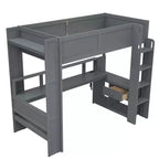 Lit mezzanine gaming Polibi Ultimate avec bureau LED, station de recharge et rangements intégrés