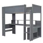 Lit mezzanine gaming Polibi Ultimate avec bureau LED, station de recharge et rangements intégrés