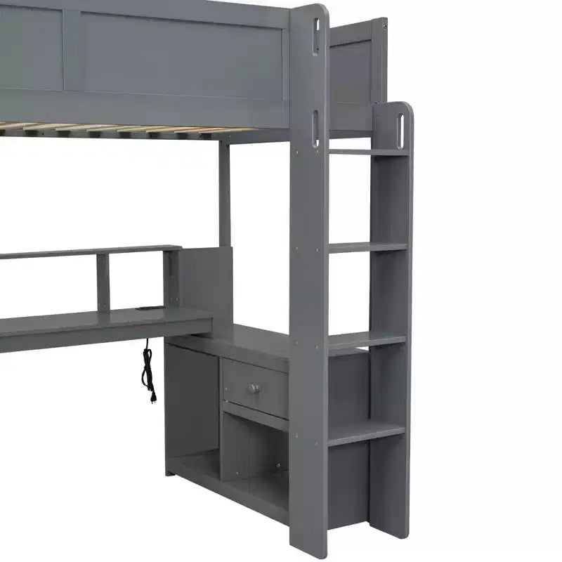 Lit mezzanine gaming Polibi Ultimate avec bureau LED, station de recharge et rangements intégrés