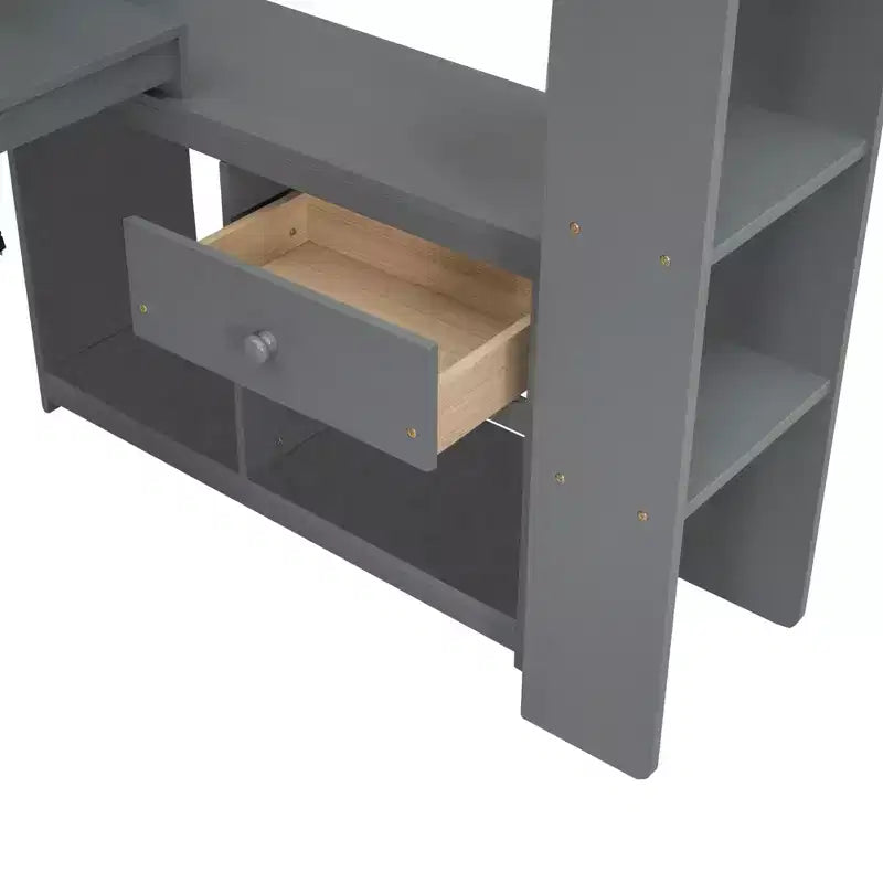 Lit mezzanine gaming Polibi Ultimate avec bureau LED, station de recharge et rangements intégrés