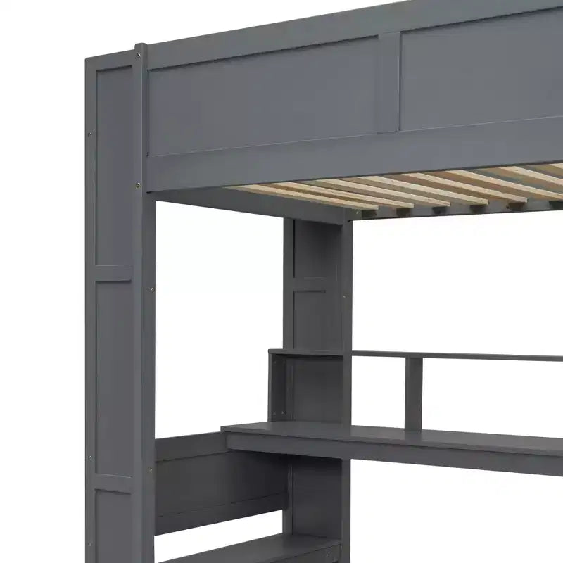 Lit mezzanine gaming Polibi Ultimate avec bureau LED, station de recharge et rangements intégrés