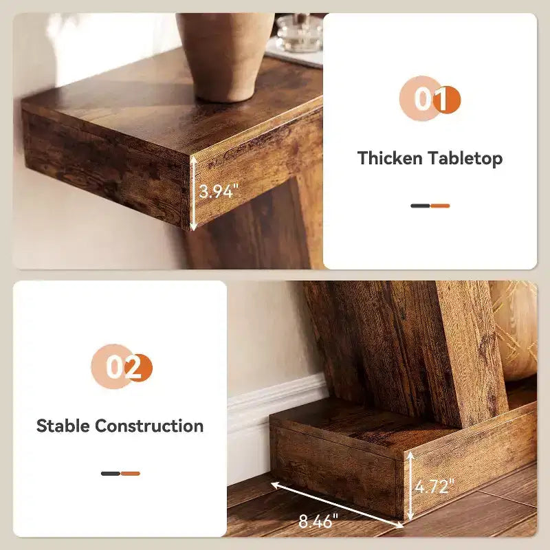 Table console de canapé de ferme à 2 niveaux de 63 po, Table étroite derrière le canapé, Table d'appoint extra-longue pour l'entrée, le foyer, le salon