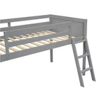 Lit mezzanine bas pour enfants, cadre de lit mezzanine junior en bois avec échelle pour filles garçons adolescents