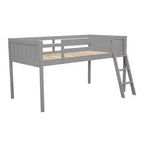 Lit mezzanine bas pour enfants, cadre de lit mezzanine junior en bois avec échelle pour filles garçons adolescents