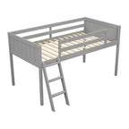 Lit mezzanine bas pour enfants, cadre de lit mezzanine junior en bois avec échelle pour filles garçons adolescents