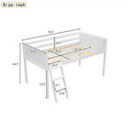 Lit mezzanine bas pour enfants, cadre de lit mezzanine junior en bois avec échelle pour filles garçons adolescents