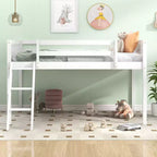 Lit mezzanine bas pour enfants, cadre de lit mezzanine junior en bois avec échelle pour filles garçons adolescents