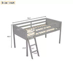 Lit mezzanine bas pour enfants, cadre de lit mezzanine junior en bois avec échelle pour filles garçons adolescents