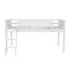 Lit mezzanine bas pour enfants, cadre de lit mezzanine junior en bois avec échelle pour filles garçons adolescents
