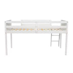 Lit mezzanine bas pour enfants, cadre de lit mezzanine junior en bois avec échelle pour filles garçons adolescents