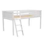 Lit mezzanine bas pour enfants, cadre de lit mezzanine junior en bois avec échelle pour filles garçons adolescents