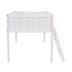 Lit mezzanine bas pour enfants, cadre de lit mezzanine junior en bois avec échelle pour filles garçons adolescents