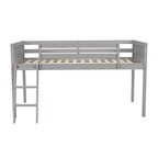 Lit mezzanine bas pour enfants, cadre de lit mezzanine junior en bois avec échelle pour filles garçons adolescents