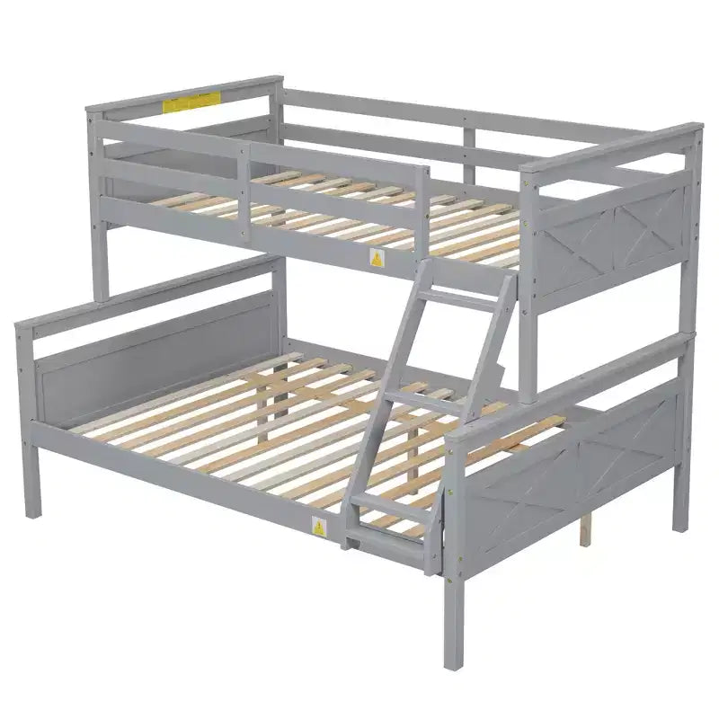Lit superposé en bois deux places au-dessus d'un lit double pour enfants, avec barrière de sécurité, pour chambre à coucher ou dortoir
