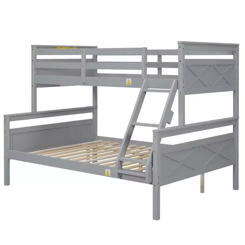 Lit superposé en bois deux places au-dessus d'un lit double pour enfants, avec barrière de sécurité, pour chambre à coucher ou dortoir