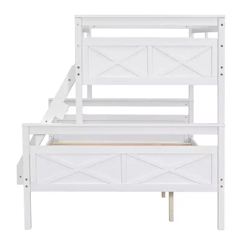 Lit superposé en bois deux places au-dessus d'un lit double pour enfants, avec barrière de sécurité, pour chambre à coucher ou dortoir