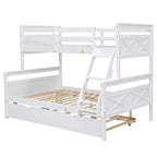 Lit superposé en bois deux places au-dessus d'un lit double pour enfants, avec barrière de sécurité, pour chambre à coucher ou dortoir