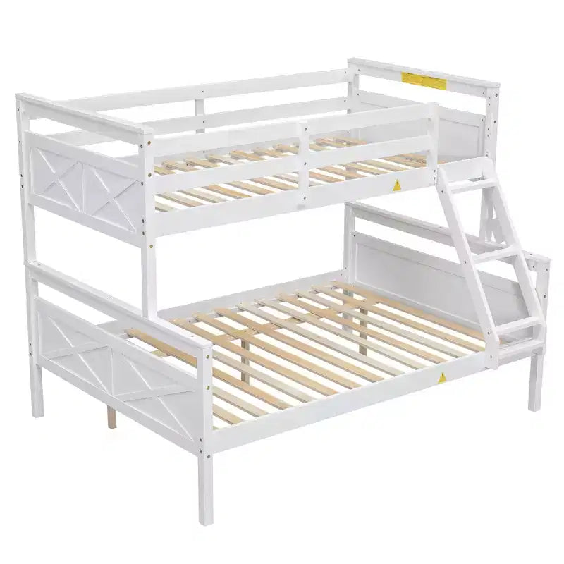 Lit superposé en bois deux places au-dessus d'un lit double pour enfants, avec barrière de sécurité, pour chambre à coucher ou dortoir