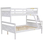 Lit superposé en bois deux places au-dessus d'un lit double pour enfants, avec barrière de sécurité, pour chambre à coucher ou dortoir