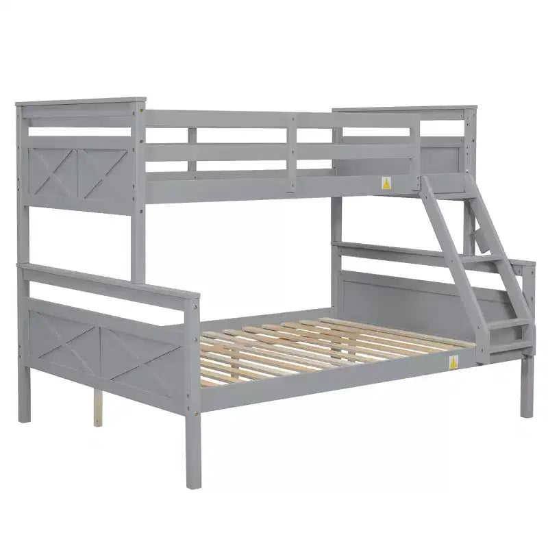Lit superposé en bois deux places au-dessus d'un lit double pour enfants, avec barrière de sécurité, pour chambre à coucher ou dortoir