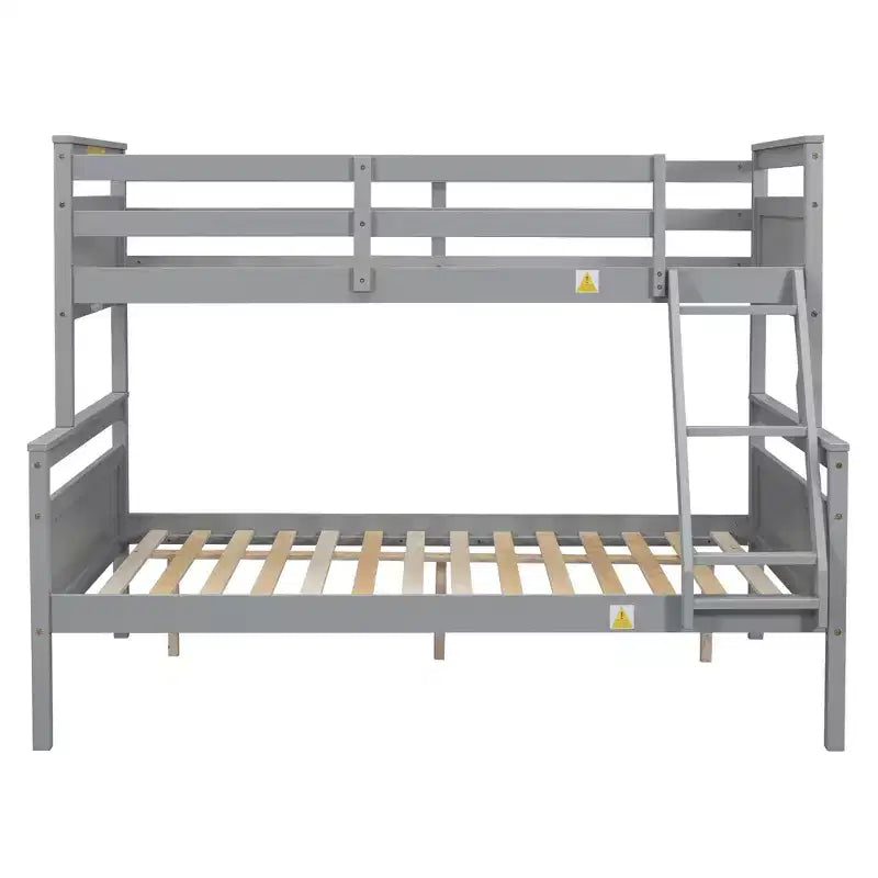 Lit superposé en bois deux places au-dessus d'un lit double pour enfants, avec barrière de sécurité, pour chambre à coucher ou dortoir