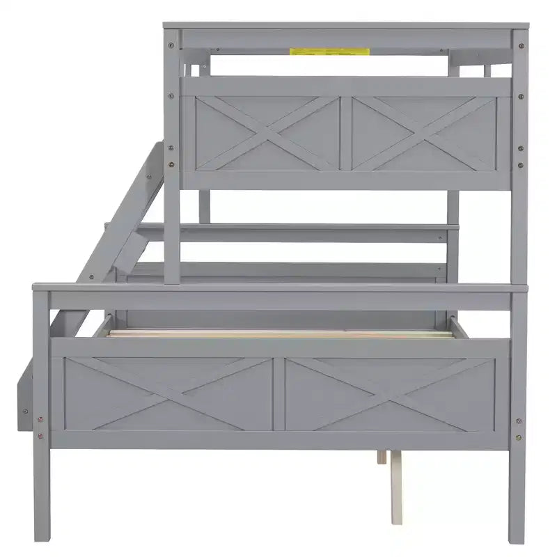 Lit superposé en bois deux places au-dessus d'un lit double pour enfants, avec barrière de sécurité, pour chambre à coucher ou dortoir