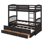 Lit superposé jumeau sur jumeau avec lit gigogne et tiroirs de rangement, lits superposés en bois massif pour meubles de chambre à coucher