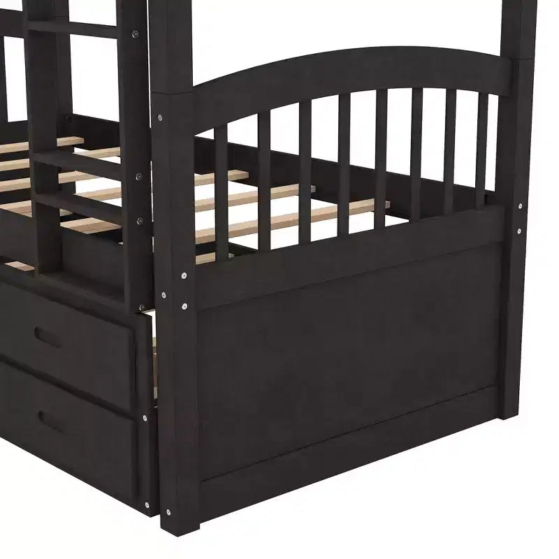 Lit superposé jumeau sur jumeau avec lit gigogne et tiroirs de rangement, lits superposés en bois massif pour meubles de chambre à coucher