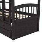 Lit superposé jumeau sur jumeau avec lit gigogne et tiroirs de rangement, lits superposés en bois massif pour meubles de chambre à coucher