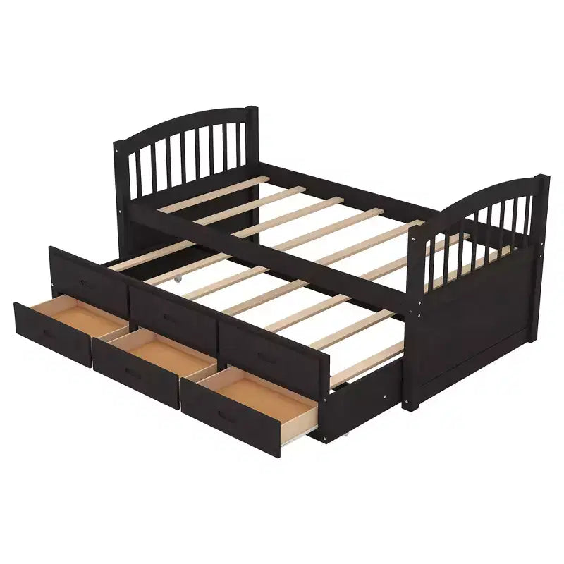 Lit superposé jumeau sur jumeau avec lit gigogne et tiroirs de rangement, lits superposés en bois massif pour meubles de chambre à coucher