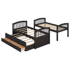 Lit superposé jumeau sur jumeau avec lit gigogne et tiroirs de rangement, lits superposés en bois massif pour meubles de chambre à coucher