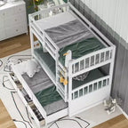 Lit superposé jumeau sur jumeau avec lit gigogne et tiroirs de rangement, lits superposés en bois massif pour meubles de chambre à coucher