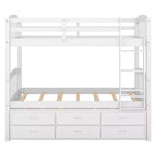 Lit superposé jumeau sur jumeau avec lit gigogne et tiroirs de rangement, lits superposés en bois massif pour meubles de chambre à coucher