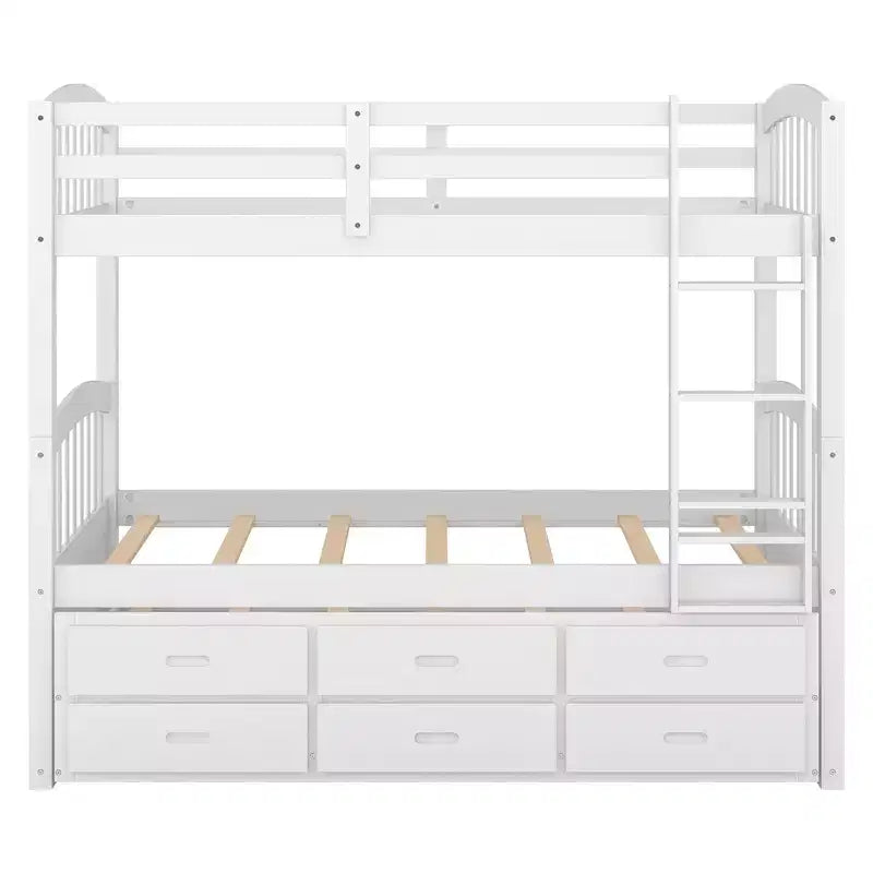 Lit superposé jumeau sur jumeau avec lit gigogne et tiroirs de rangement, lits superposés en bois massif pour meubles de chambre à coucher