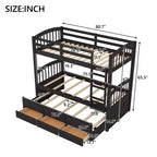 Lit superposé jumeau sur jumeau avec lit gigogne et tiroirs de rangement, lits superposés en bois massif pour meubles de chambre à coucher