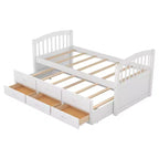 Lit superposé jumeau sur jumeau avec lit gigogne et tiroirs de rangement, lits superposés en bois massif pour meubles de chambre à coucher